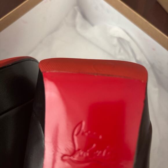 Christian Louboutin Bianca 140 Kid Black Leather Platform Pumps Size 38.5 - Picture 12 of 16